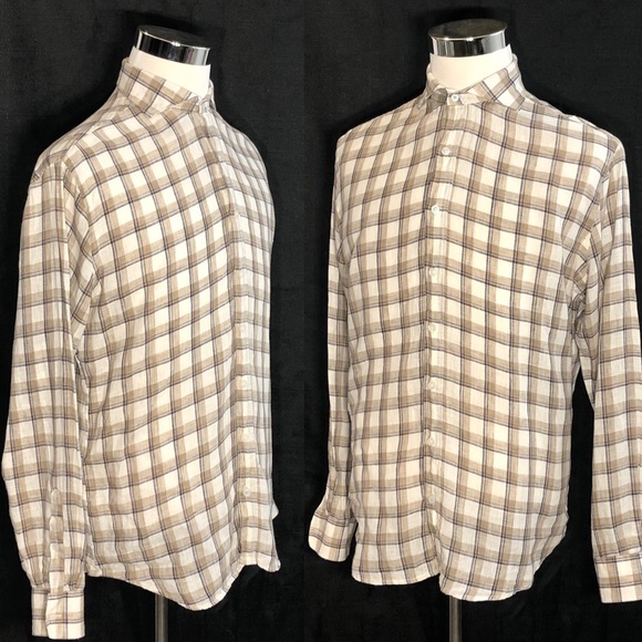H.E. By MANGO Spread Collar Dress Shirt Size M - Picture 3 of 8
